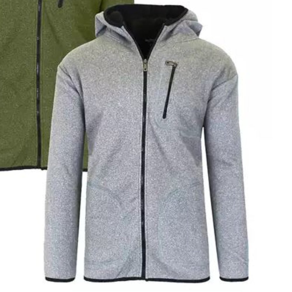 NWT Blu Rock Men's Hooded Sherpa Zipper TECH Jacket  Zipper FITS MED-Large